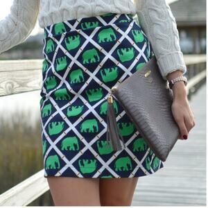 Haley & The Hound Mini Pencil Skirts Women's Size 6 Green Cotton Animal Print